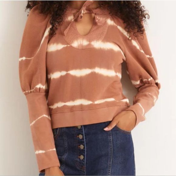 Ulla Johnson Tops - Ulla Johnson Hand Dyed Striped Fall Bishop Sleeve Knit Shirt sz XL